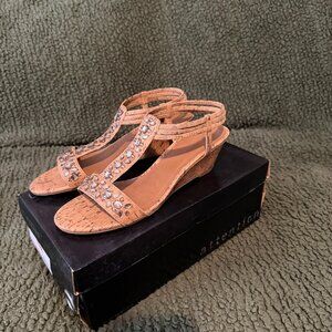 Attention Rhinestone Wedge Sandals Alanna 30476 Neutral Size 8